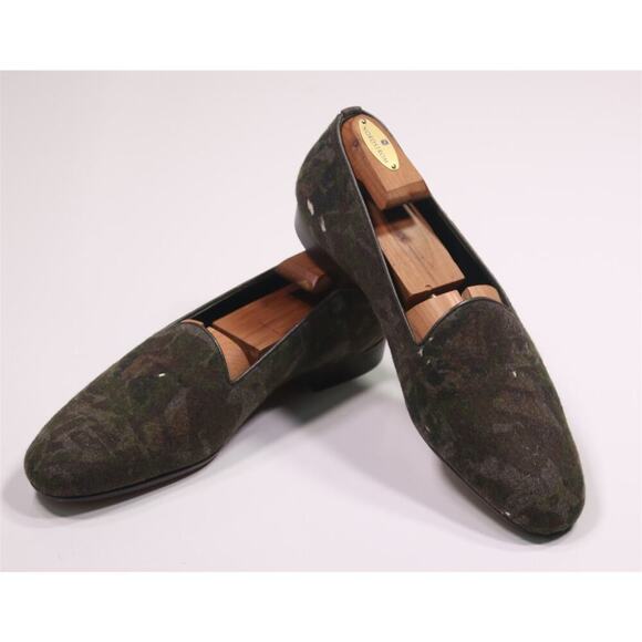 Phineas Cole Green Camouflage Wool Albert Slippers Loafers Shoes US 10.5 main image 4